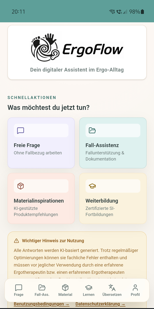 ErgoFlow Startscreen