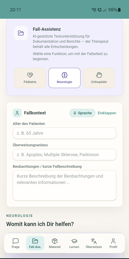 ErgoFlow Fall-Assistenz Fallkontext